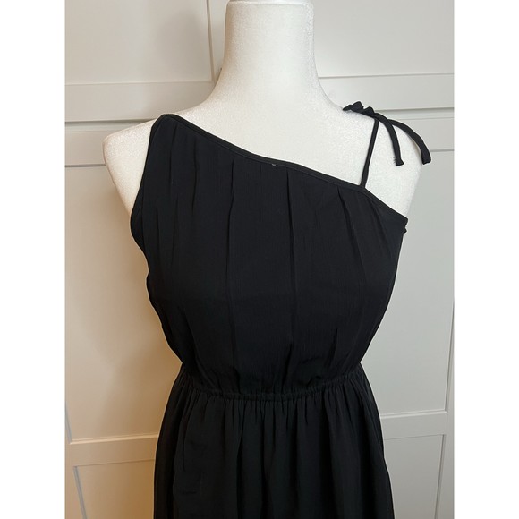 Abercrombie & Fitch Asymmetrical Black Layered Sheer One Shoulder Dress - Picture 3 of 8